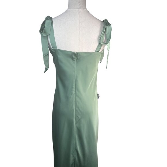 Modcloth Hutch Size 4 Sage Green Sleeveless Midi Dress With Bow Straps NWT - Picture 2 of 14
